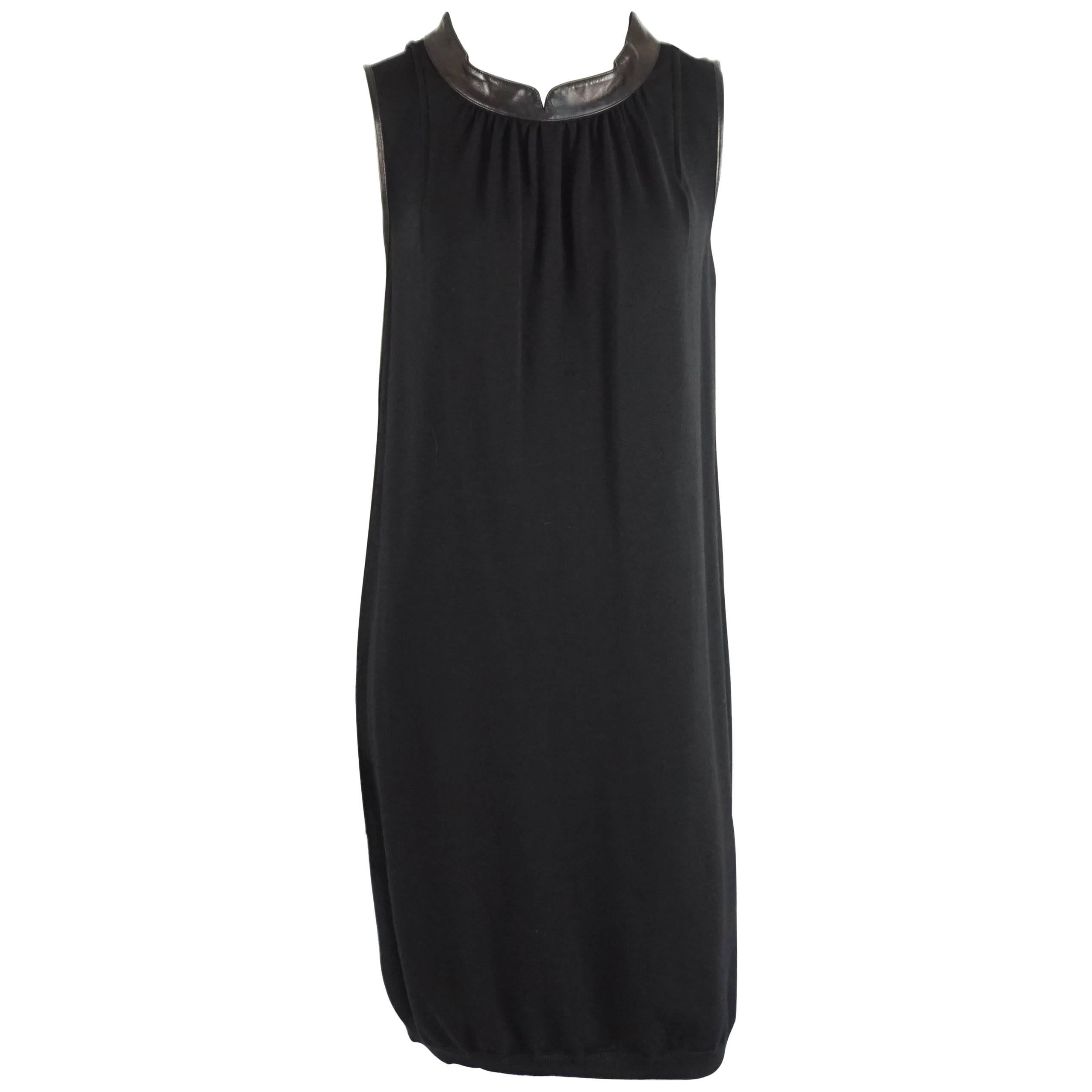 Yves Saint Laurent Black Wool Knit Sleeveless Shift Dress - M For Sale ...