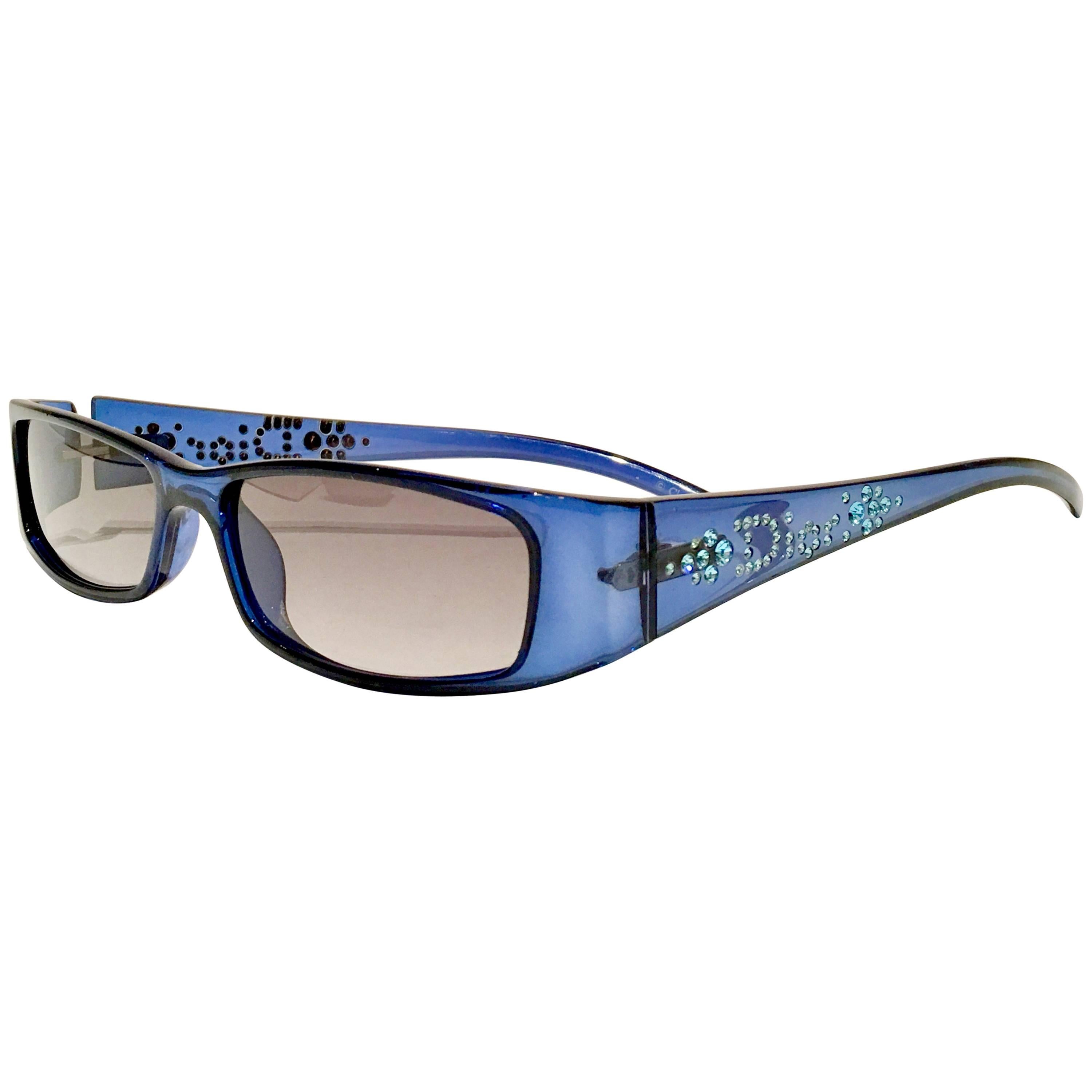 VIntage Christian Dior Blue "Light" Swarofski Crystal Adorned Sunglasses