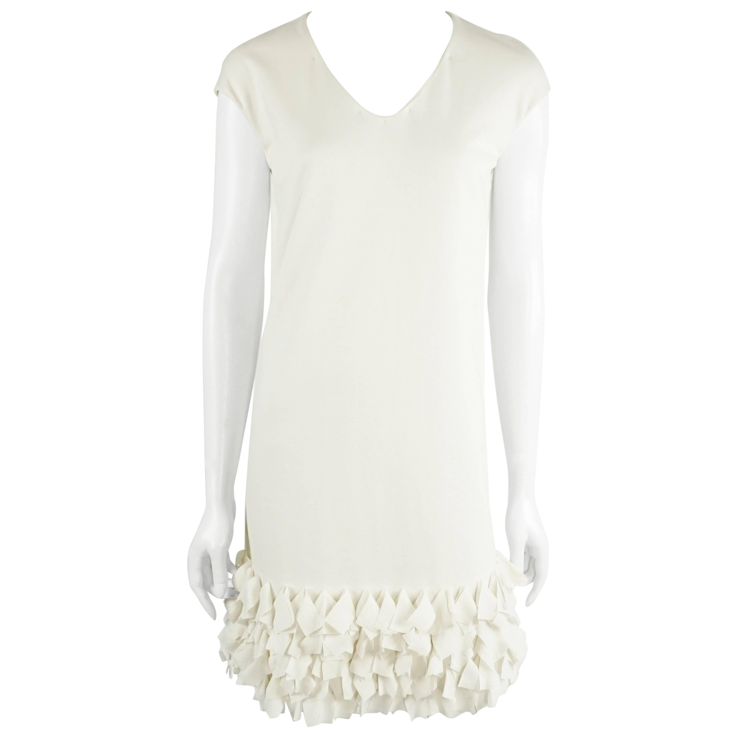 Cucinelli Cream Cotton Dress with Ruffles - S