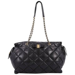 Salvatore Ferragamo Ginette Chain Shoulder Bag Quilted Leather Large