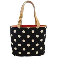 Vintage 1999 Moschino Couture! Polkadot Shopper Bag