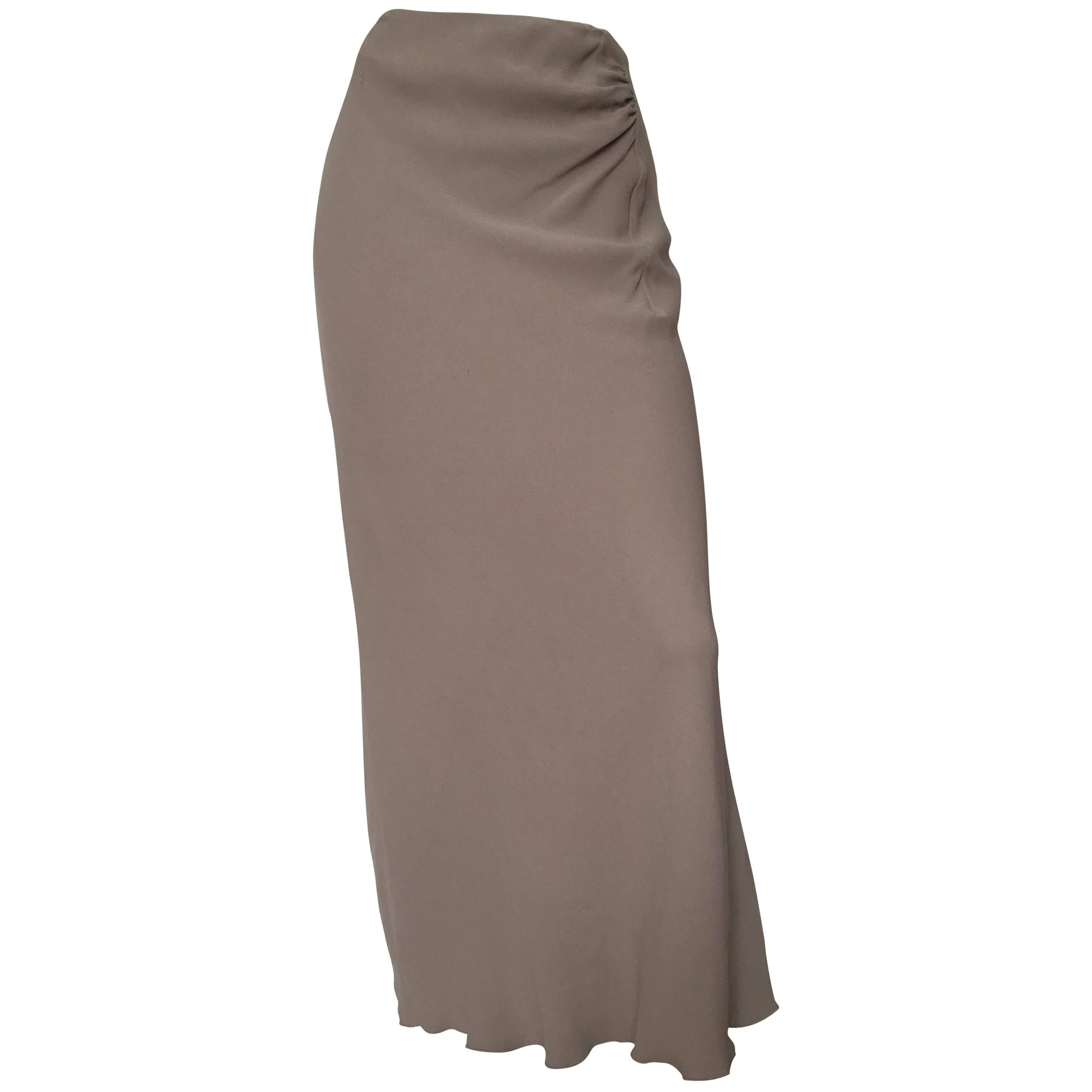 Guy Laroche Grey Silk Long Skirt Size 12. Never Worn. For Sale