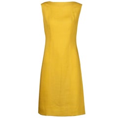 Pauline Trigere 1960s Vintage Yellow Silk + Wool Cape Sheath Dress