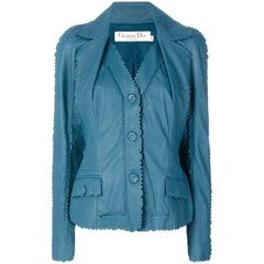 2000s Christian Dior by John Galliano zig-zag edge leather jacket 6