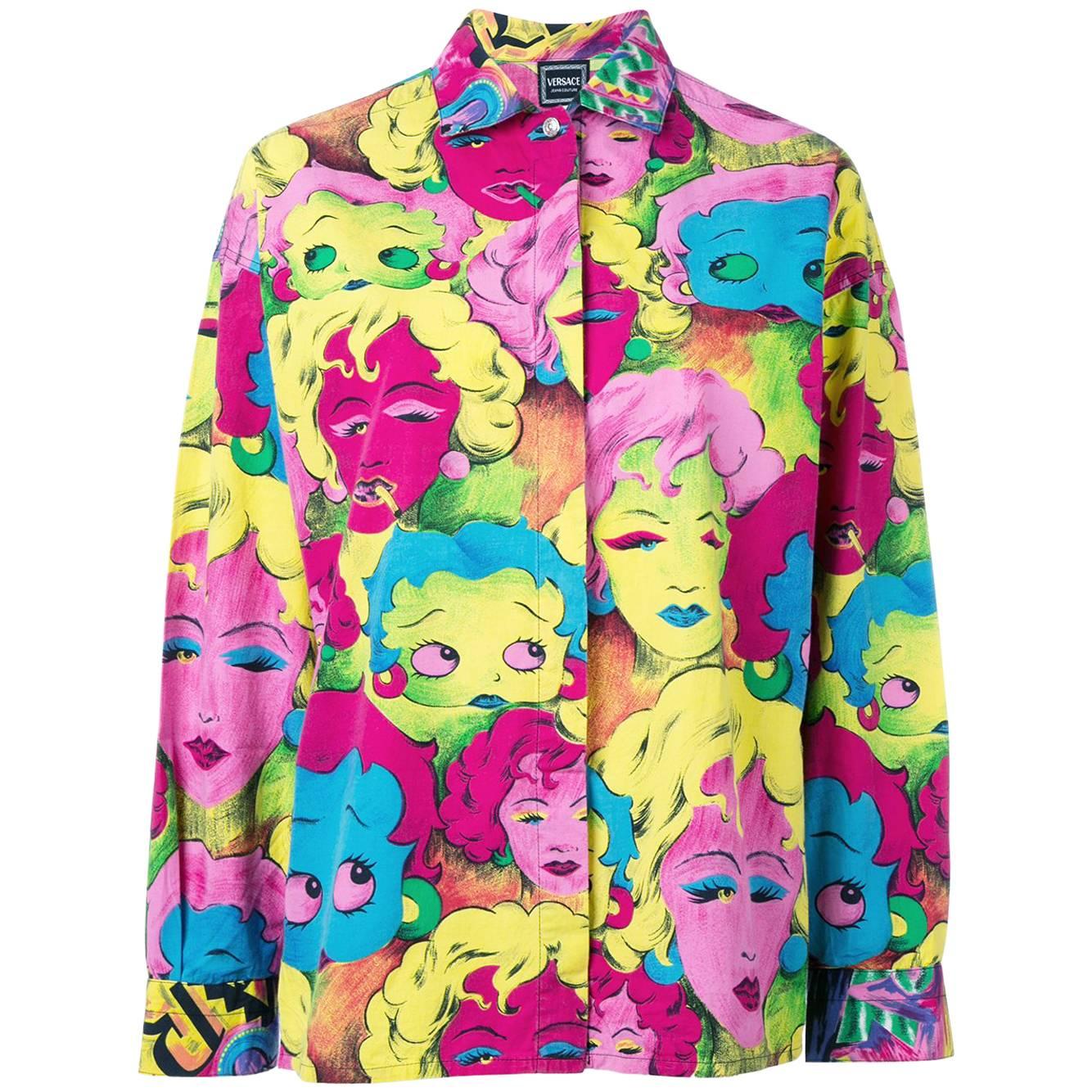 1991 GIANNI VERSACE Pop Art Marilyn Betty Boop shirt For Sale