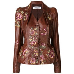 200os Christian Dior by John Galliano embroidered leather jacket