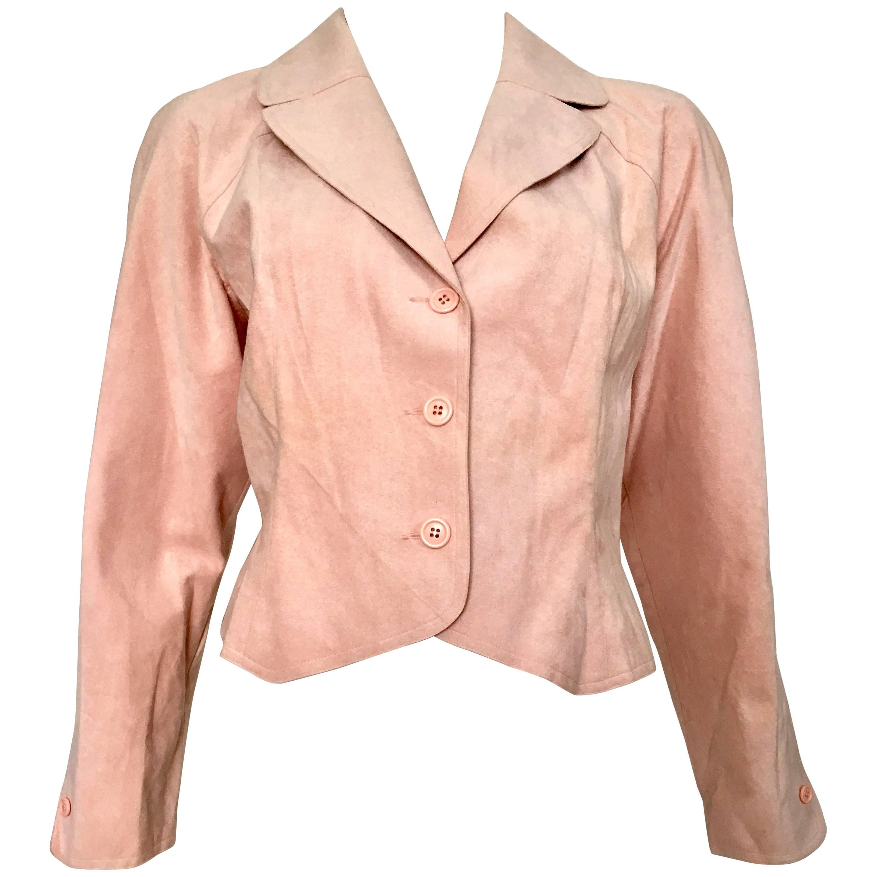 HALSTON 1970s Pink Ultra Suede Cropped Jacket Size 14. Never Worn. For Sale