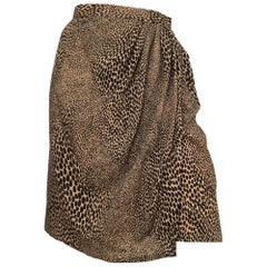 Bill Blass 1970s Spotted Animal Print Wrap Skirt Size 8.