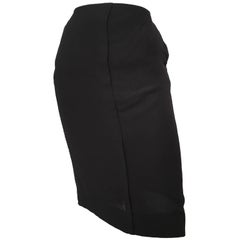 Yves Saint Laurent Black Silk Skirt with Pockets Size 8.