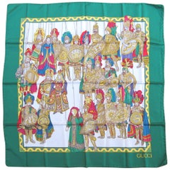 1990s Gucci Silk Scarf Knights In Amour New, Never Worn
