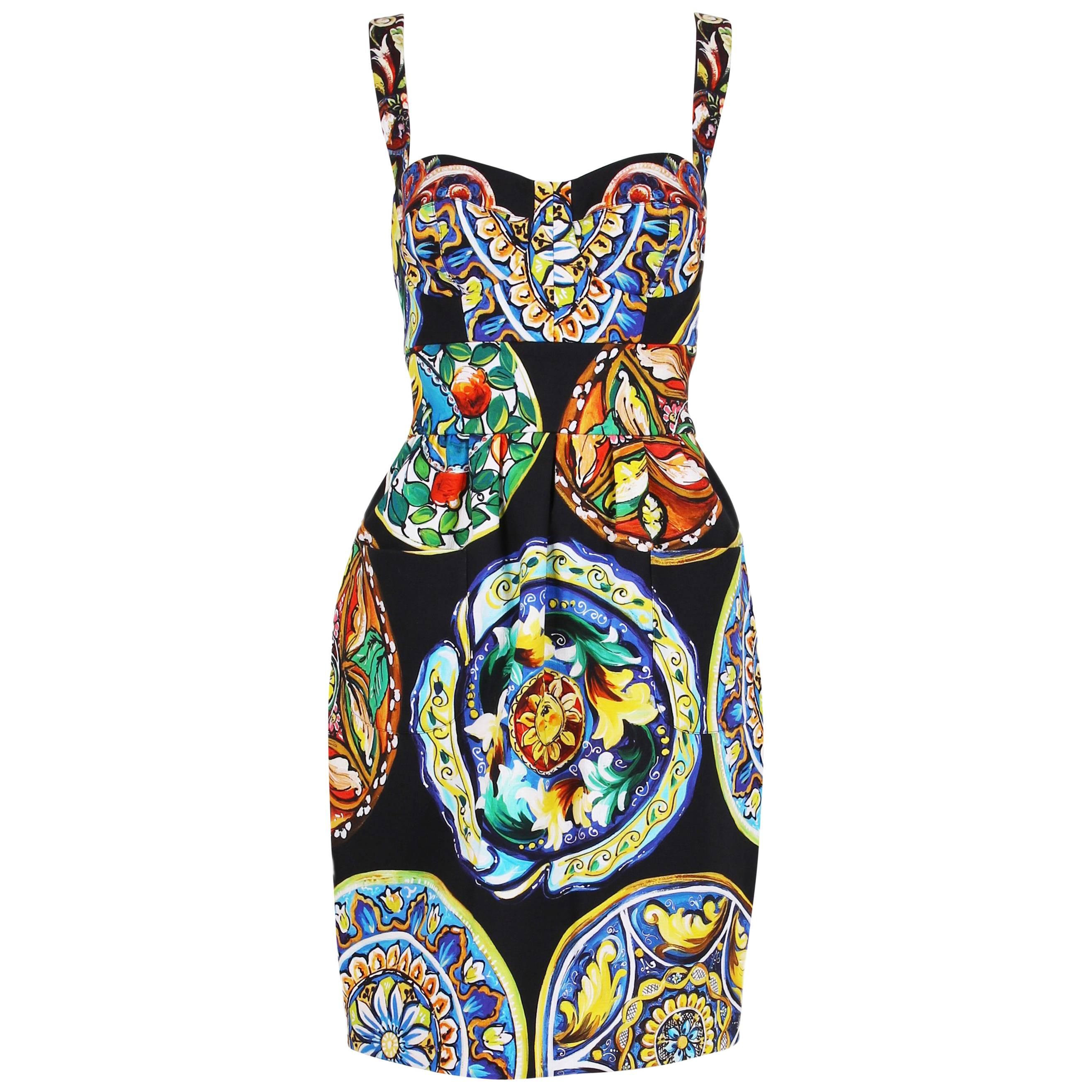 2013 Dolce & Gabbana Cotton Printed Bustier Dress - NWT