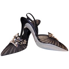 NEW and sold out Rene Caovilla embelished glitter sole evening shoe sz 40 9