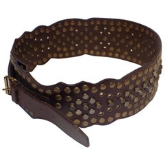 Dolce & Gabbana heavy metal studded wide leather belt 12