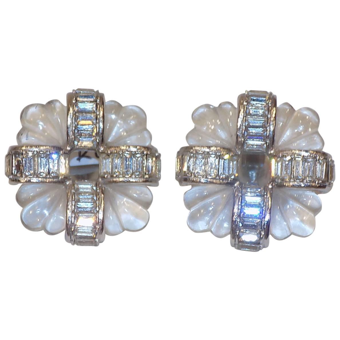 KJL Kenneth J Lane vintage Carved crystal earrings