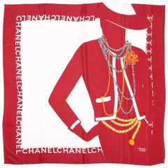 Chanel Shawl Silk - white/burgundy/gray/gold