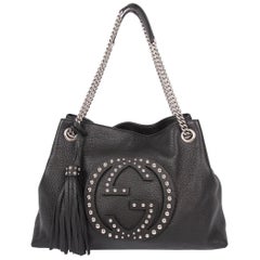 Gucci Studded Soho Shoulder Bag - black leather