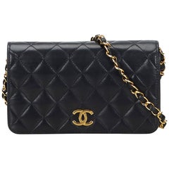Vintage Chanel Black Quilted Lambskin Full Flap Shoulder Bag
