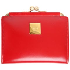 Celine Small Leather Vintage Wallet - red
