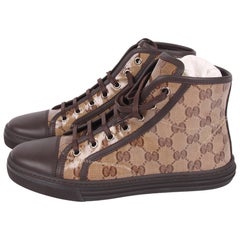 Gucci Crystal GG Miro Soft High Top Sneaker Shoes - brown