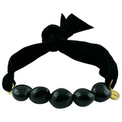 Yves Saint Laurent Resin Bead and Velvet Choker Necklace