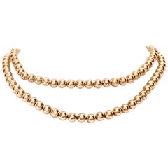 Vintage Sterling Silver Bead Opera Length Necklace