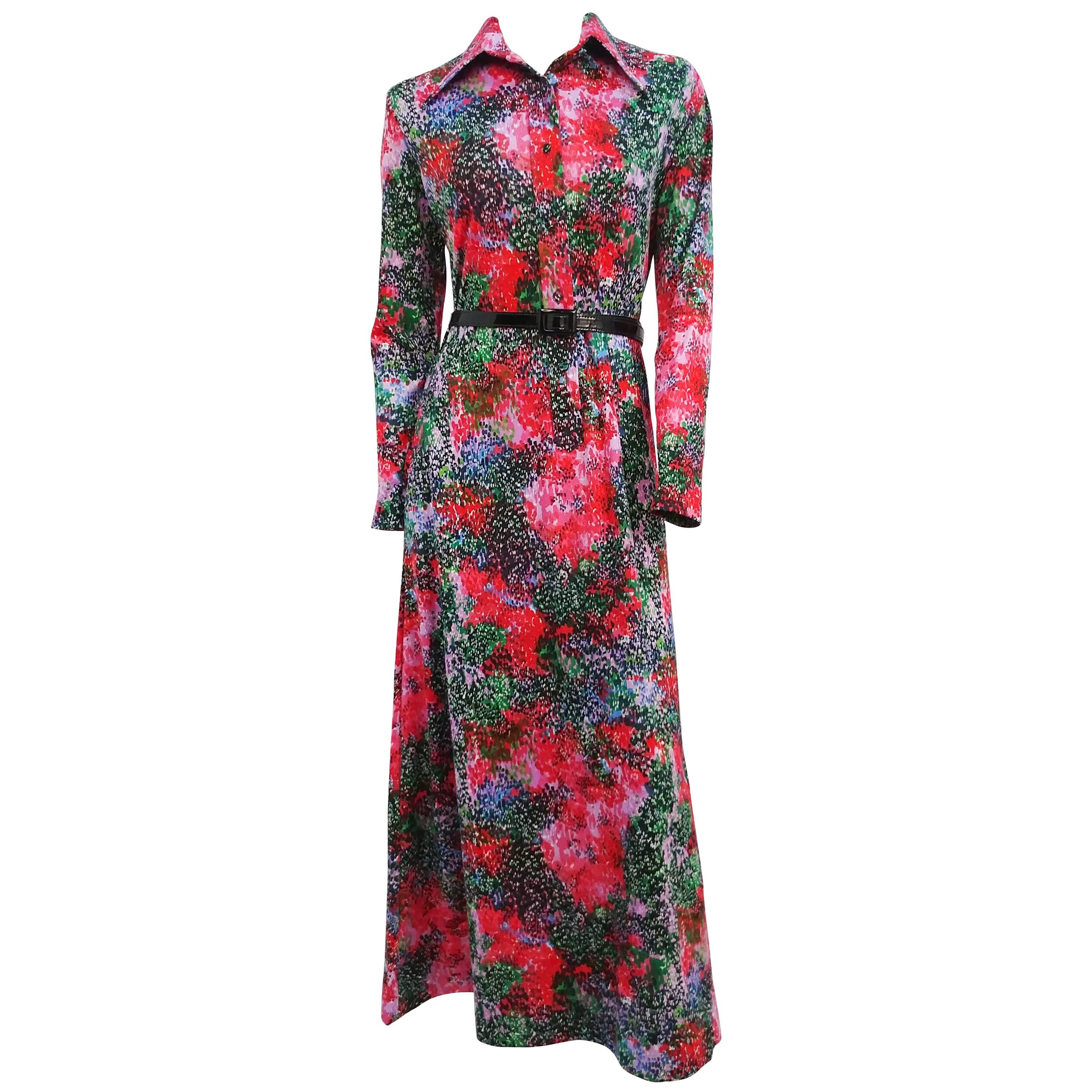 1970s Lanvin Printed Maxi Dress For Sale