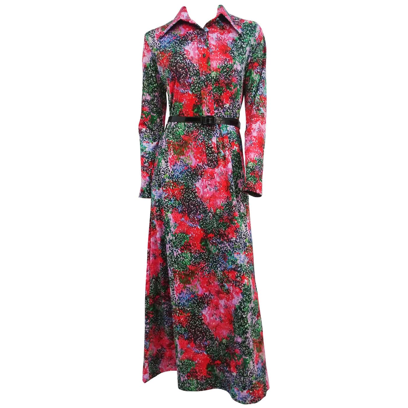 1970s Lanvin Printed Maxi Dress For Sale at 1stDibs