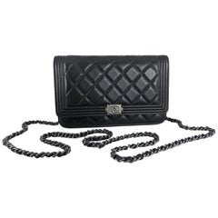 Chanel 15C Le Boy Black lambskin quilted Wallet on Chain 1