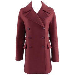 Alaia Burgundy Wool Pea Coat 