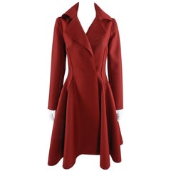 Lanvin fall 2013 Red Wool Princess Cut Coat