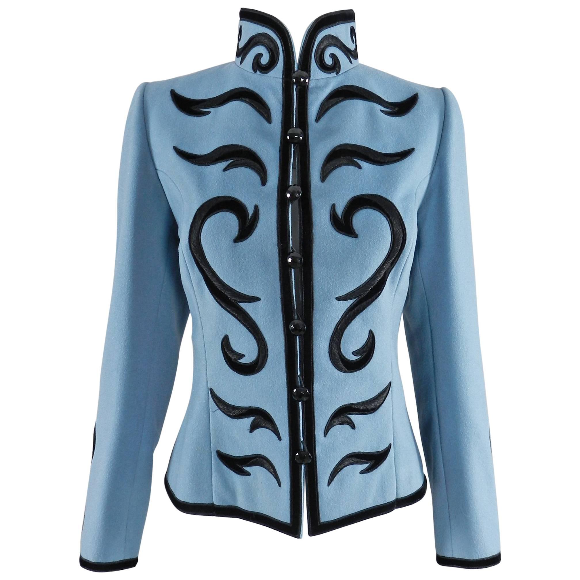 Yves Saint Laurent Final Collection 2002 Haute Couture Blue Lesage Jacket 