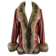 Yves Saint Laurent Vintage AW 1998 Haute Couture Red Leather Fisher Fur Coat