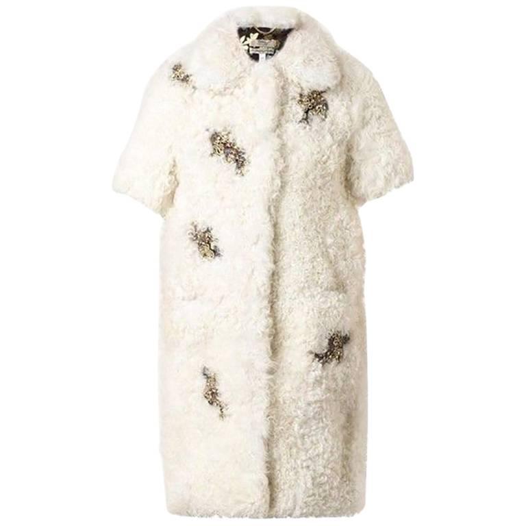 Erdem Fall 2014 Anouk Rhinestone Jeweled Shearling Runway Coat at 1stDibs