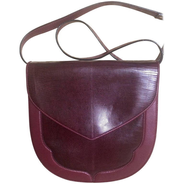 Vintage Yves Saint Laurent wine red, bordeaux lizard and leather