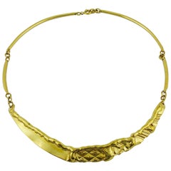 Christian Lacroix Vintage Brutalist Gold Toned Collar Necklace