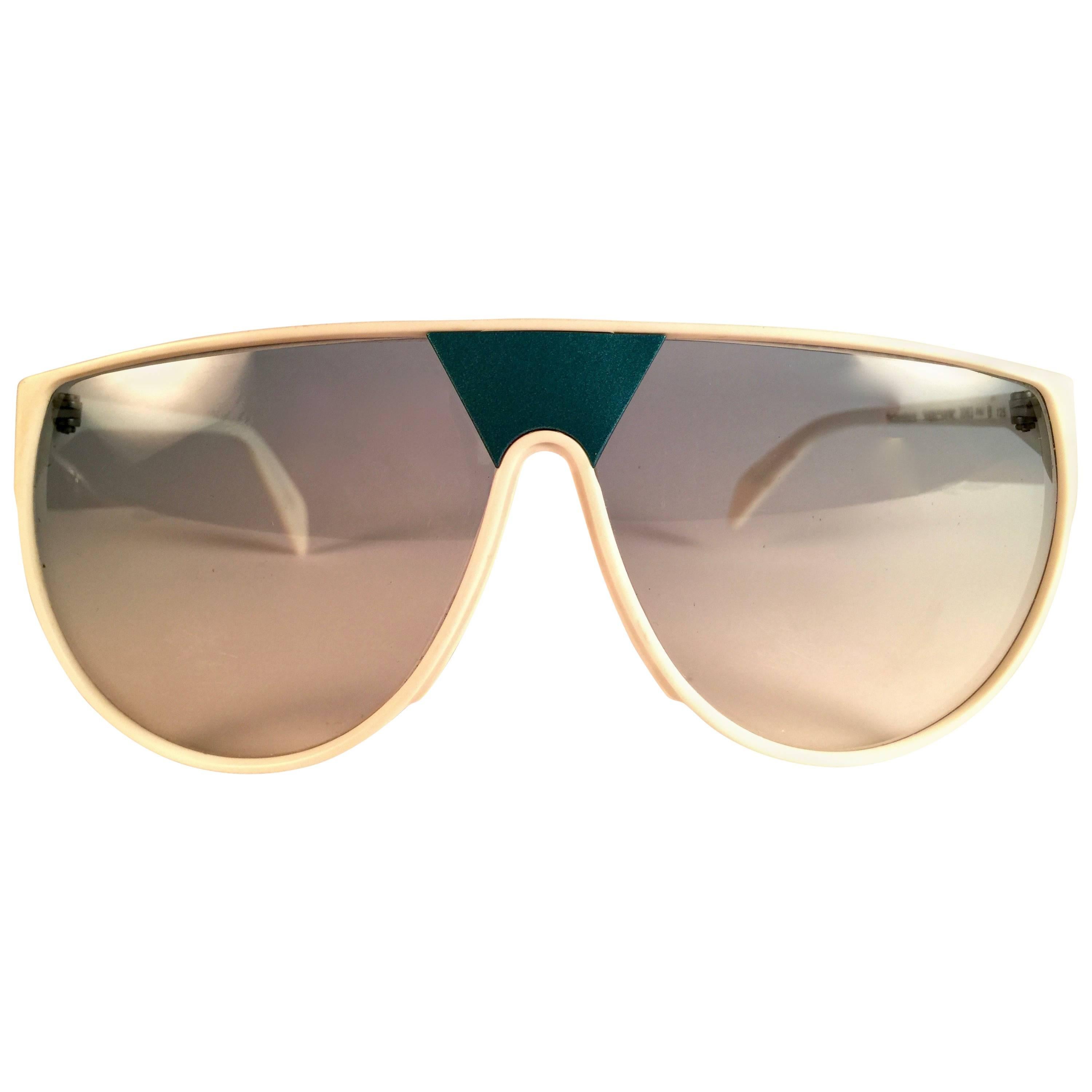 New Vintage Rodenstock White Grey Gradient Lenses 1980's Sunglasses For Sale