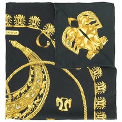 Hermes Les Cavaliers D'or print scarf