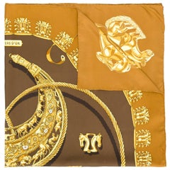 Hermes Les Cavaliers D'or print scarf