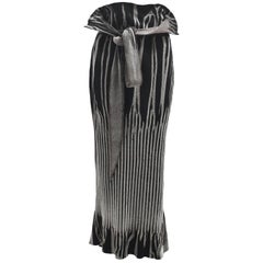 Used Issey Miyake APOC Black and Grey/Brown Woven Print Skirt with Waist Ties