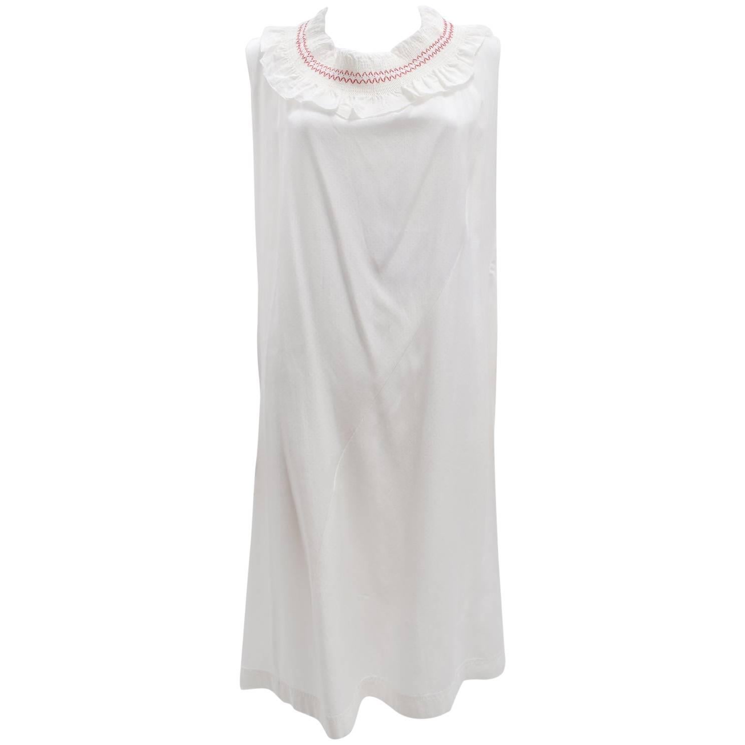 Comme des Garcons Tricot White Dress with Shirred Neckline 2002 For Sale