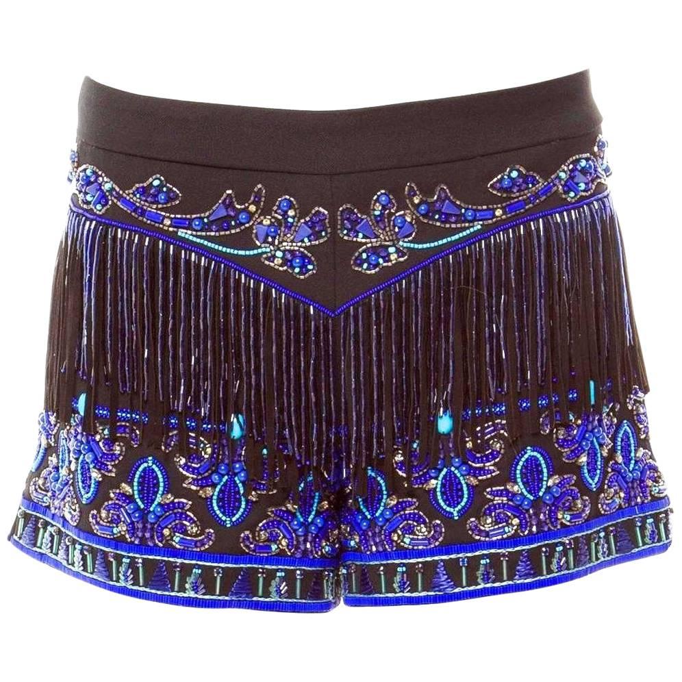 Emilio Pucci Embroidered Sequin Pearls Crystals Hot Pants Shorts
