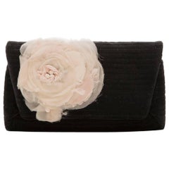 Lanvin White Flower Black Clutch