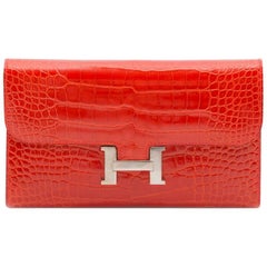 Hermes Red Alligator Constance Wallet