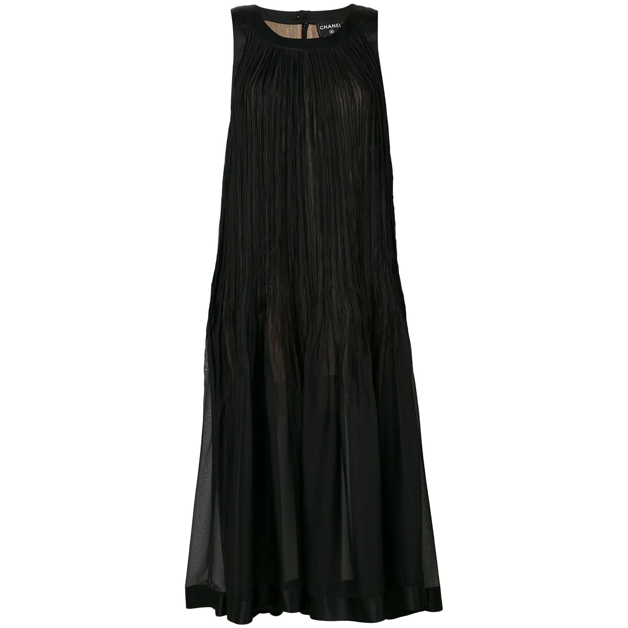 Chanel Plisse-Silk Maxi Dress