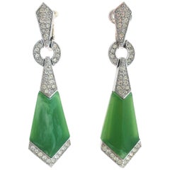 Art Deco style paste drop earrings, Trifari, 1960s