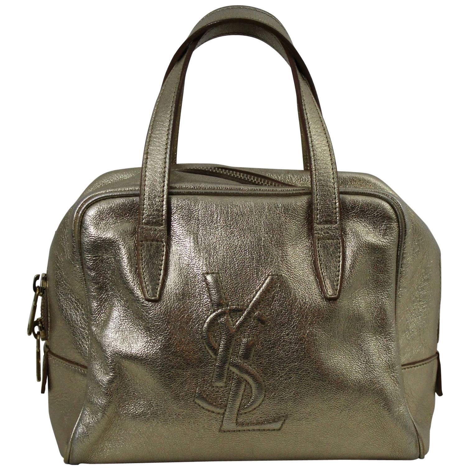 Lovely Golden Leather Yves Saint Laurent handbag