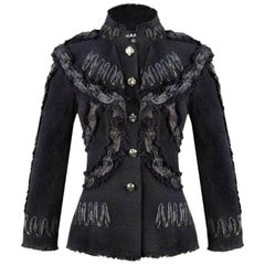 Chanel CC Little Black Jacket LBJ Tweed Jacket with Ribbon Trimming 
