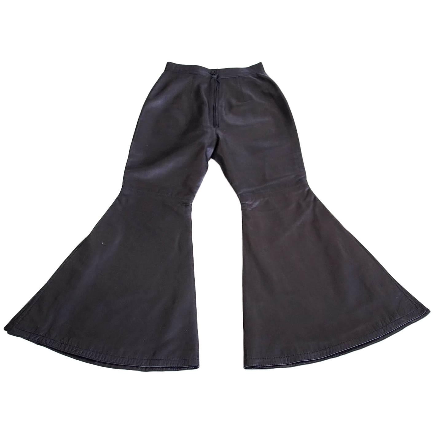 Gianni Versace Atelier Dramatic Vintage Black Leather Pant 40 / 6