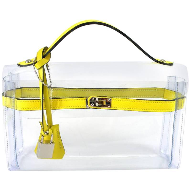 ORIGINAL Mon Autre Sac ® Clutch Crystal Pvc and Yellow leather / Brand New 