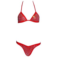 Bikini à cordes en cristal rouge iconique CHANEL Collector's, 1995